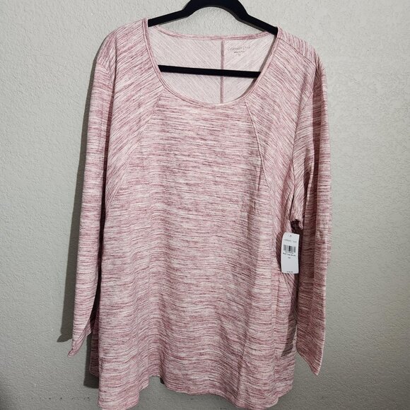 Coldwater Creek Shirt Womens 3X Red Clay Multi Long Sleeve Tunic Scoop Neck - Picture 1 of 16